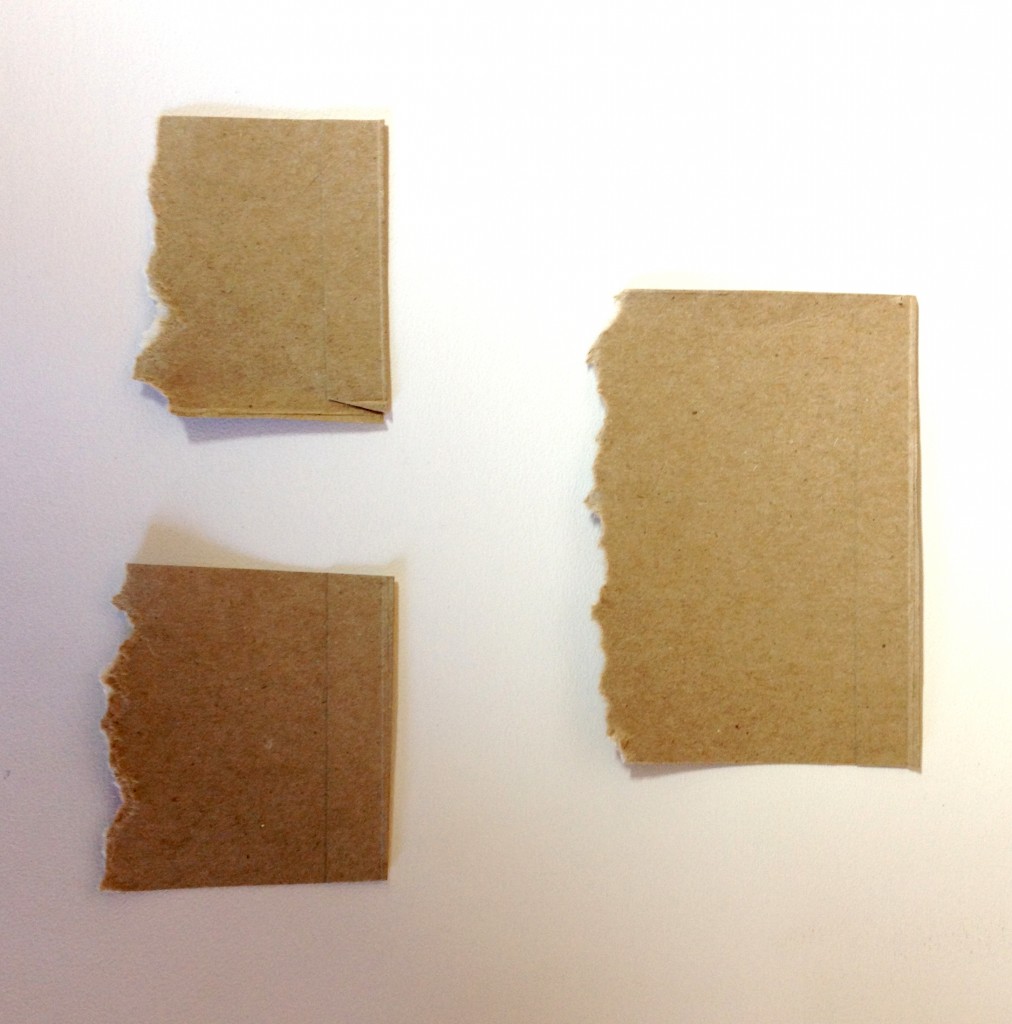 Samples of torn cardboard for mark making